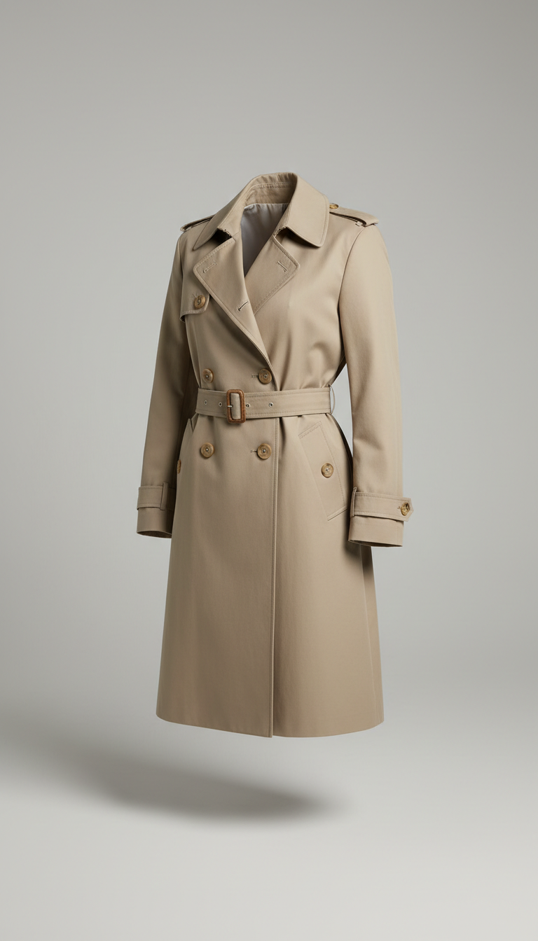 Beiger Trenchcoat mit Struktur